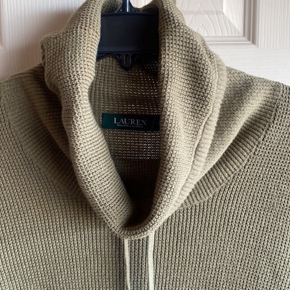 Ralph Lauren Long Sleeve Turtleneck Army Green 100% Cotton Knit Sweater Large - Picture 5 of 13